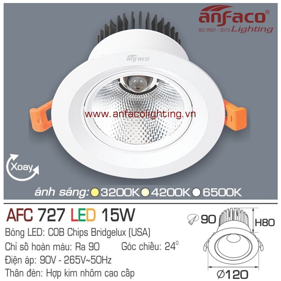 Đèn LED âm trần Anfaco AFC 727-15W