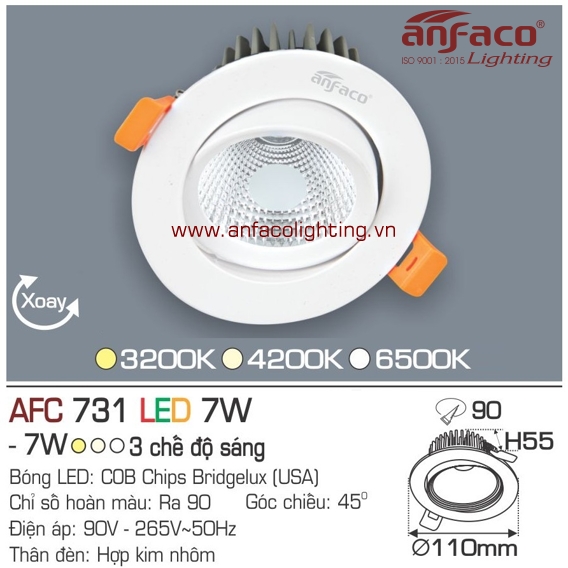 Đèn LED âm trần Anfaco AFC 731-7W