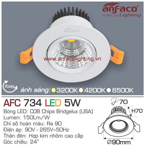 Đèn LED âm trần Anfaco AFC 734-5W