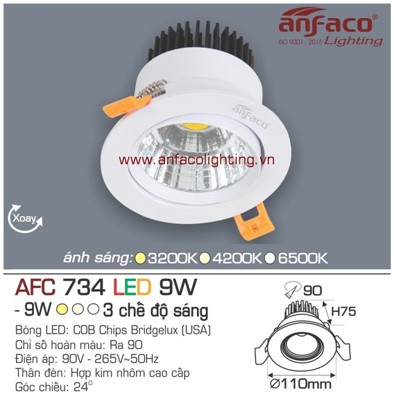 Đèn LED âm trần Anfaco AFC 734-9W