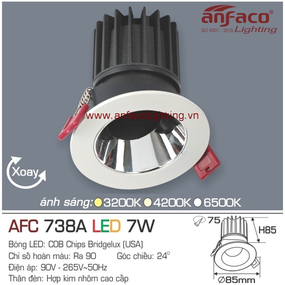 Đèn LED âm trần Anfaco AFC 738A-7W