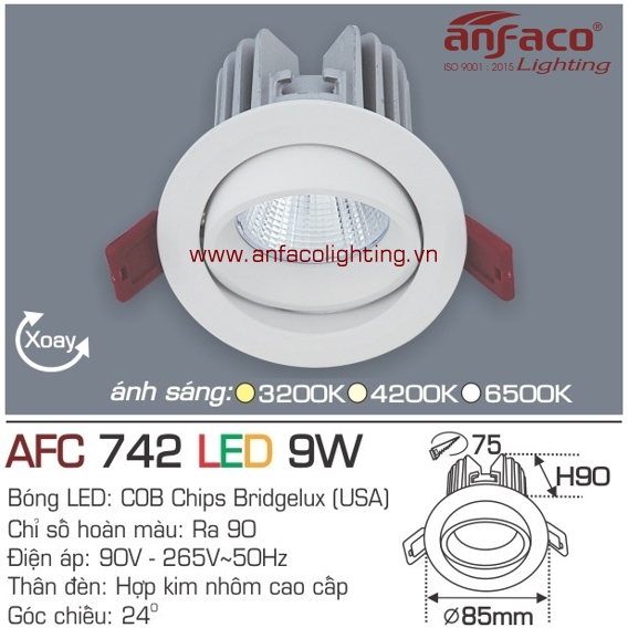 Đèn LED âm trần Anfaco AFC 742-9W