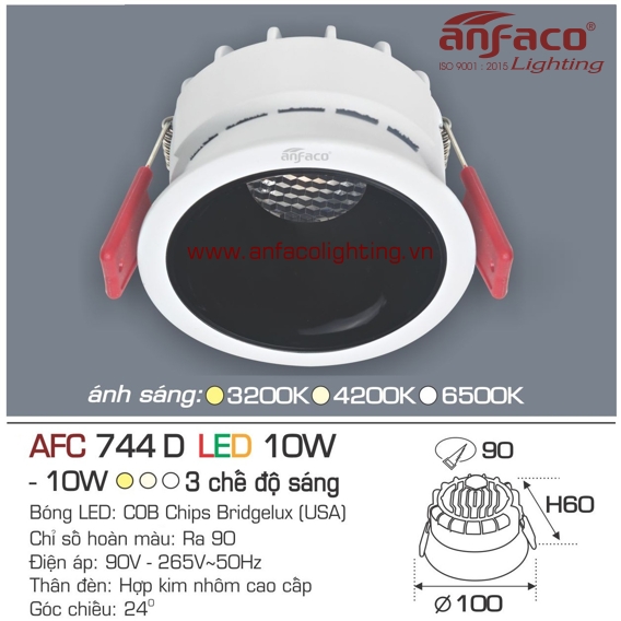 Đèn LED âm trần Anfaco AFC 744D-10W