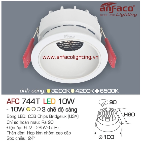 Đèn LED âm trần Anfaco AFC 744T-10W