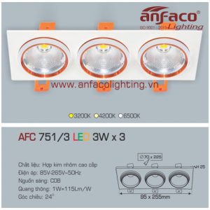 Đèn LED âm trần Anfaco AFC 751/3-3Wx3