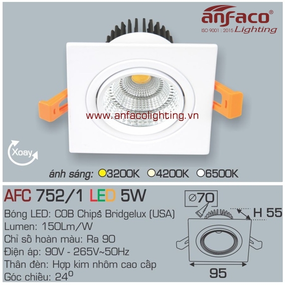 Đèn LED âm trần Anfaco AFC 752/1-5W