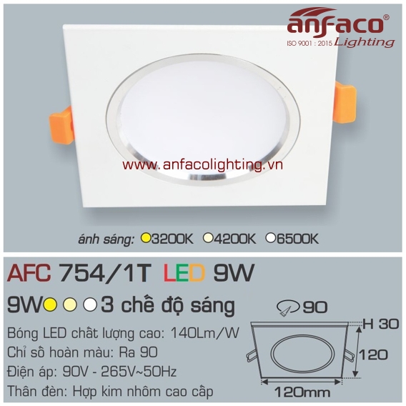 Đèn LED âm trần Anfaco AFC 754/1T-9W