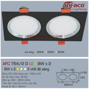 Đèn LED âm trần Anfaco AFC 754/2D-9Wx2