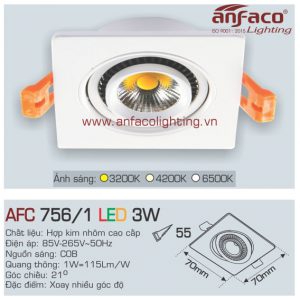 AFC756 Đèn LED âm trần Anfaco AFC 756/1-3W