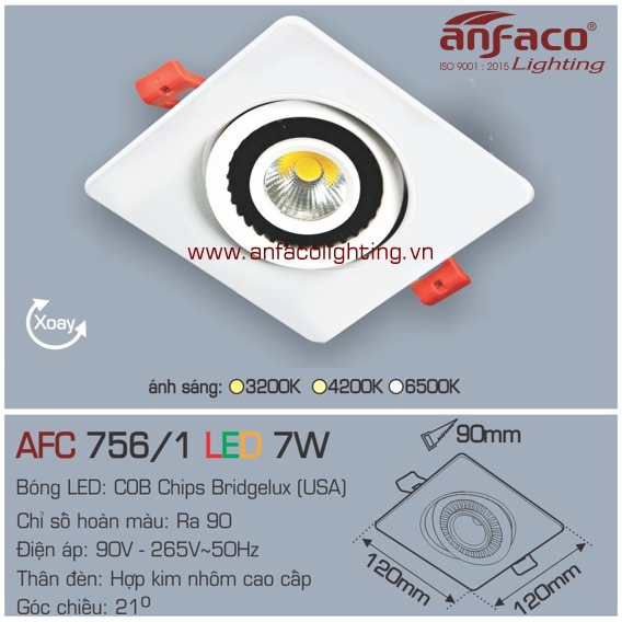 Đèn LED âm trần Anfaco AFC 756/1-7W