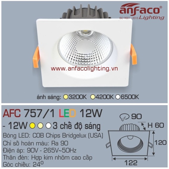 Đèn LED âm trần Anfaco AFC 757/1-12W