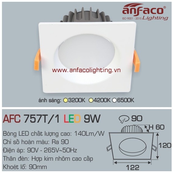 Đèn LED âm trần Anfaco AFC 757T/1-9W