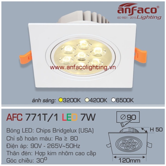 Đèn LED âm trần Anfaco AFC 771T/1-7W
