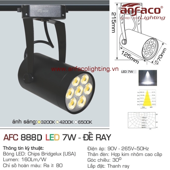 Đèn LED tiêu điểm Anfaco AFC 888D-7W đế ray