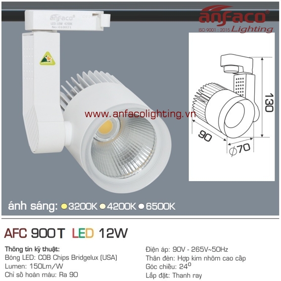 Đèn LED tiêu điểm Anfaco AFC 900T-12W đế ray