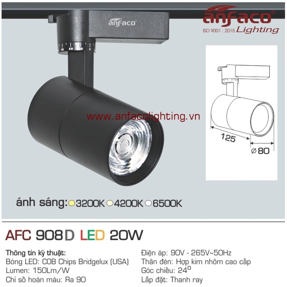 Đèn LED tiêu điểm Anfaco AFC 908D-20W đế ray
