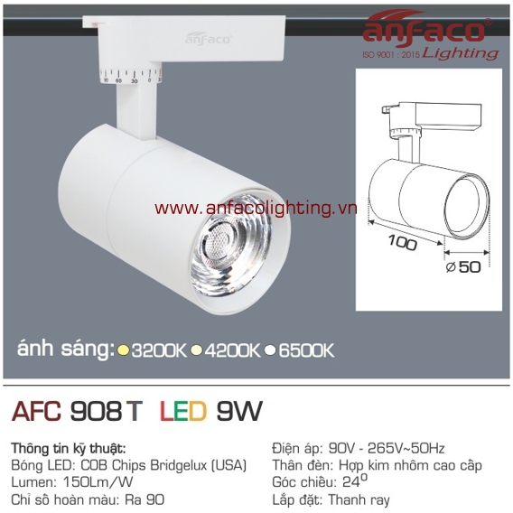Đèn LED tiêu điểm Anfaco AFC 908T-9W đế ray