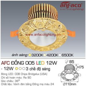 Đèn LED âm trần Anfaco AFC đồng 005-12W