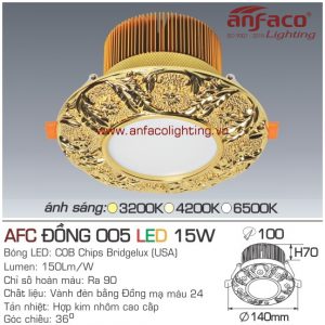 Đèn LED âm trần Anfaco AFC đồng 005-15W