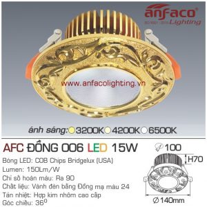 Đèn LED âm trần Anfaco AFC đồng 006-15W
