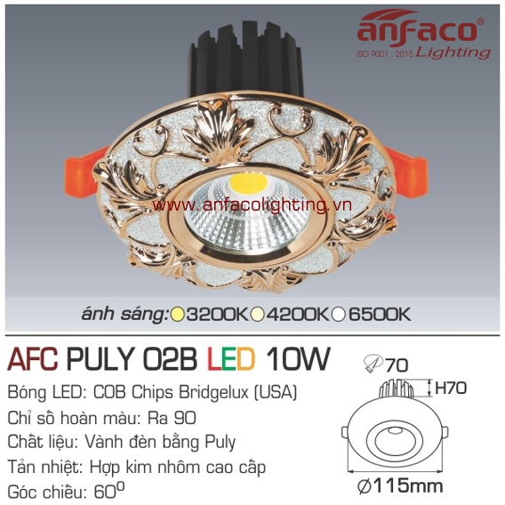 Đèn LED âm trần Anfaco AFC Puly 02B-10W
