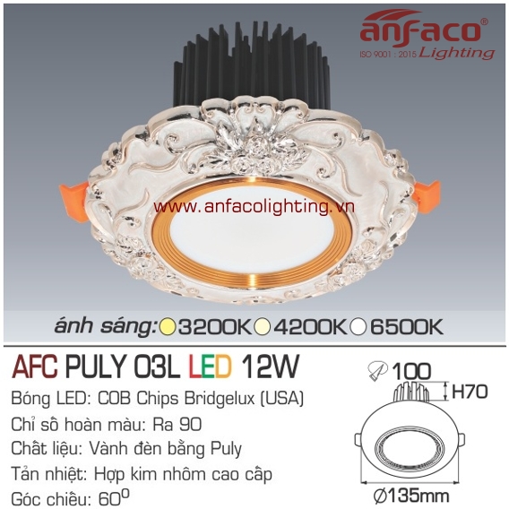 Đèn LED âm trần Anfaco AFC Puly 03L-12W