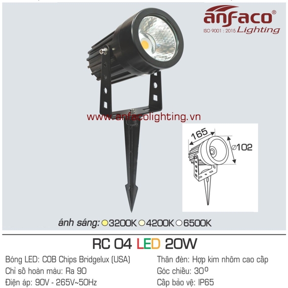 Đèn LED ghim cỏ Anfaco AFC RC 04-20W
