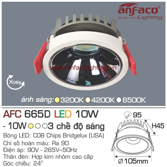 Đèn LED âm trần Anfaco AFC 665D-10W