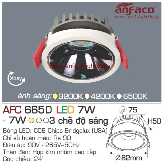 Đèn LED âm trần Anfaco AFC 665D-7W