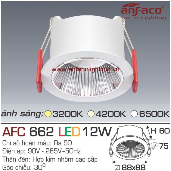 Đèn LED âm trần Anfaco AFC 662-12W