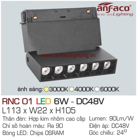 Đèn LED ray nam châm Anfaco RNC 01-6W DC48V
