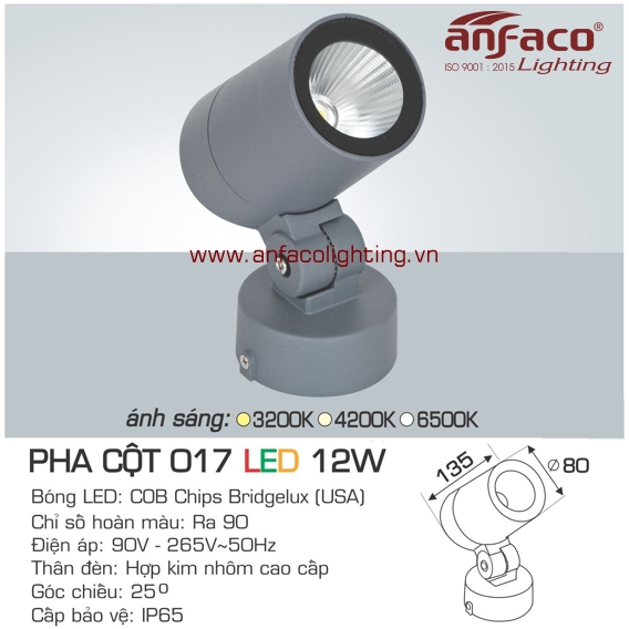 Đèn LED pha cột Anfaco AFC 017-12W