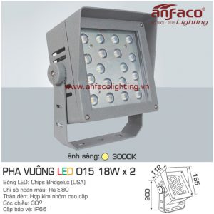 Đèn LED pha vuông Anfaco AFC 015-18Wx2