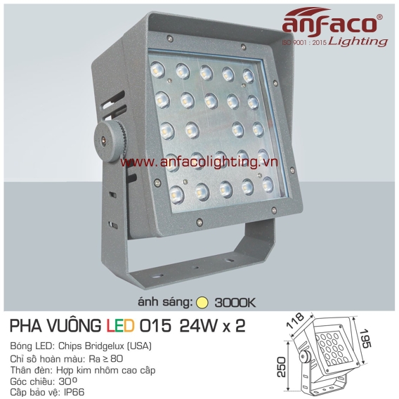 Đèn LED pha vuông Anfaco AFC 015-24Wx2
