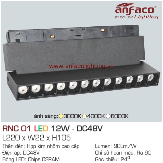 Đèn LED ray nam châm Anfaco RNC 01-12W DC48V