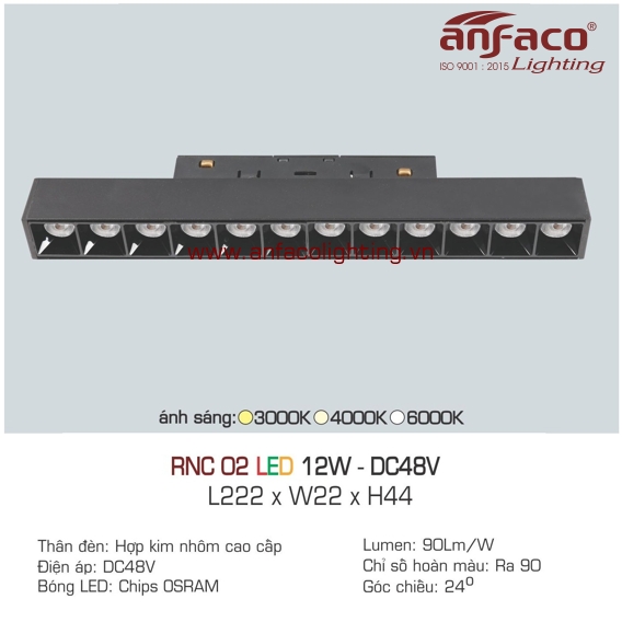 Đèn LED ray nam châm Anfaco RNC 02-12W DC48V