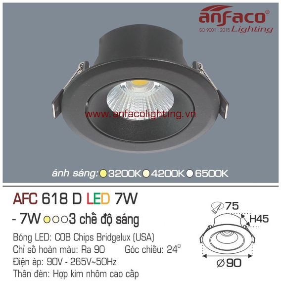 Đèn LED âm trần Anfaco AFC 618D-7W