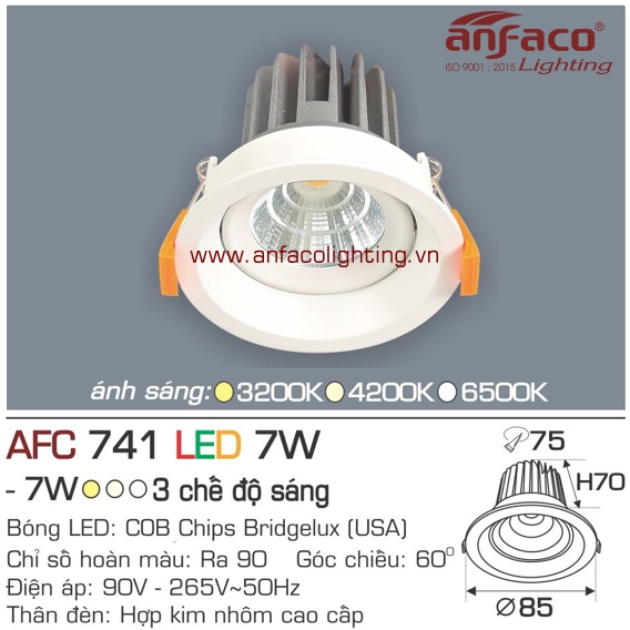 Đèn LED âm trần Anfaco AFC 741-7W