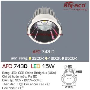Đèn LED âm trần Anfaco AFC 743T-9WĐèn LED âm trần Anfaco AFC 743D-15W