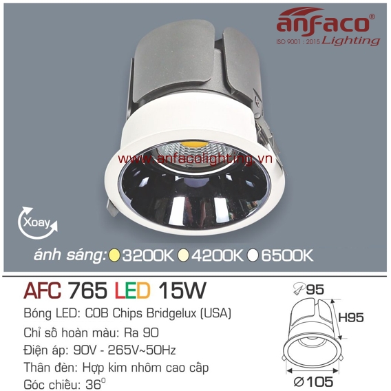 Đèn LED âm trần Anfaco AFC 765-15W