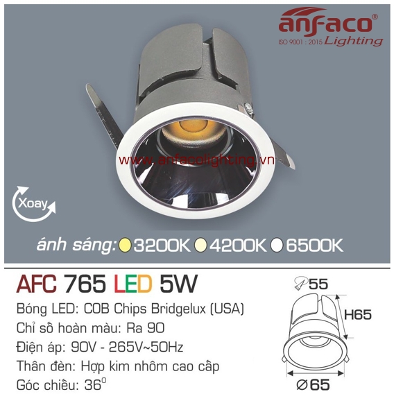 Đèn LED âm trần Anfaco AFC 765-5W