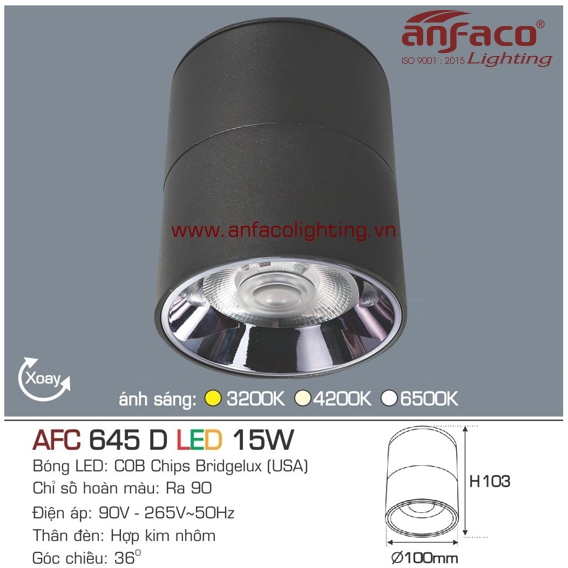 Đèn LED downlight nổi Anfaco AFC 645D-15W