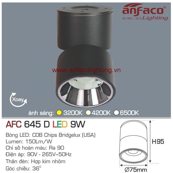 Đèn LED downlight nổi Anfaco AFC 645D-9W