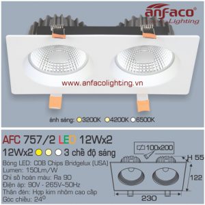 Đèn LED âm trần Anfaco AFC 757/2-12Wx2