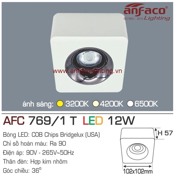 Đèn LED downlight nổi Anfaco AFC 769/1T-12W