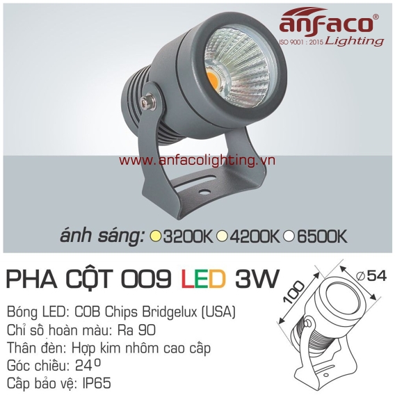 Đèn LED pha cột Anfaco AFC 009-3W