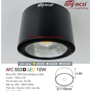Đèn Anfaco lon nổi downlight AFC 553D 12W vỏ đen