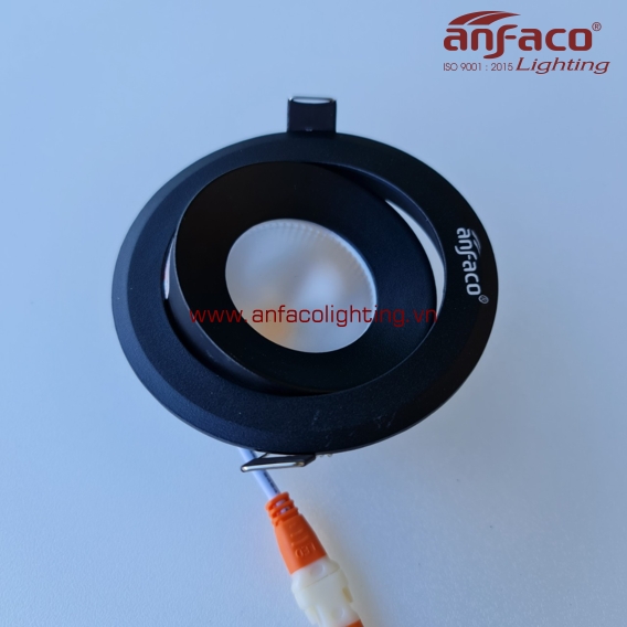 AFC-618D đèn Anfaco downlight âm trần xoay góc vỏ đen AFC618D 3W 5W 7W 12W kính mờ