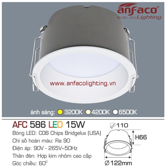 Đèn Anfaco downlight âm trần afc-586-15w