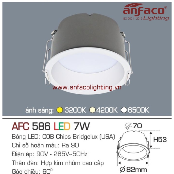 Đèn Anfaco downlight âm trần afc 586-7w